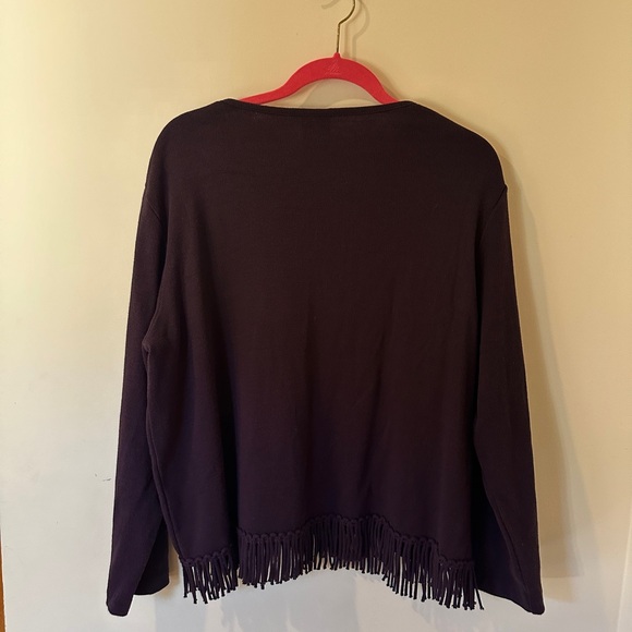 Lennie LNY New York lightweight sweater top burgundy XL with fringe detailing - Picture 3 of 10
